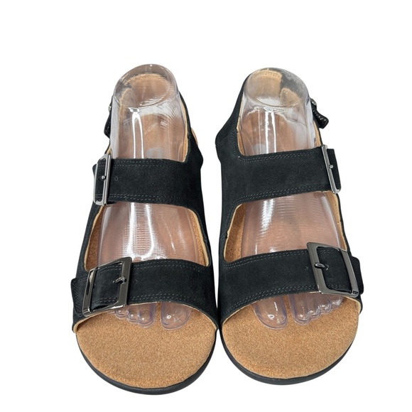 Revitalign Roma Comfort Sandals Sz 9 Orthotic Adjustable Black Suede Backstrap - Picture 2 of 14